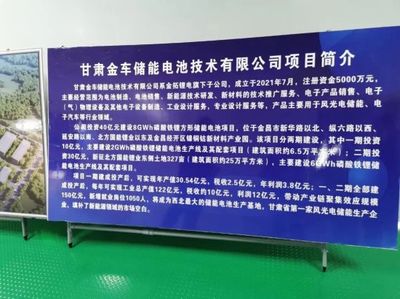 甘肅金車儲能公司加速推進8億瓦時磷酸鐵鋰儲能電池項目，賦能新材料技術(shù)推廣